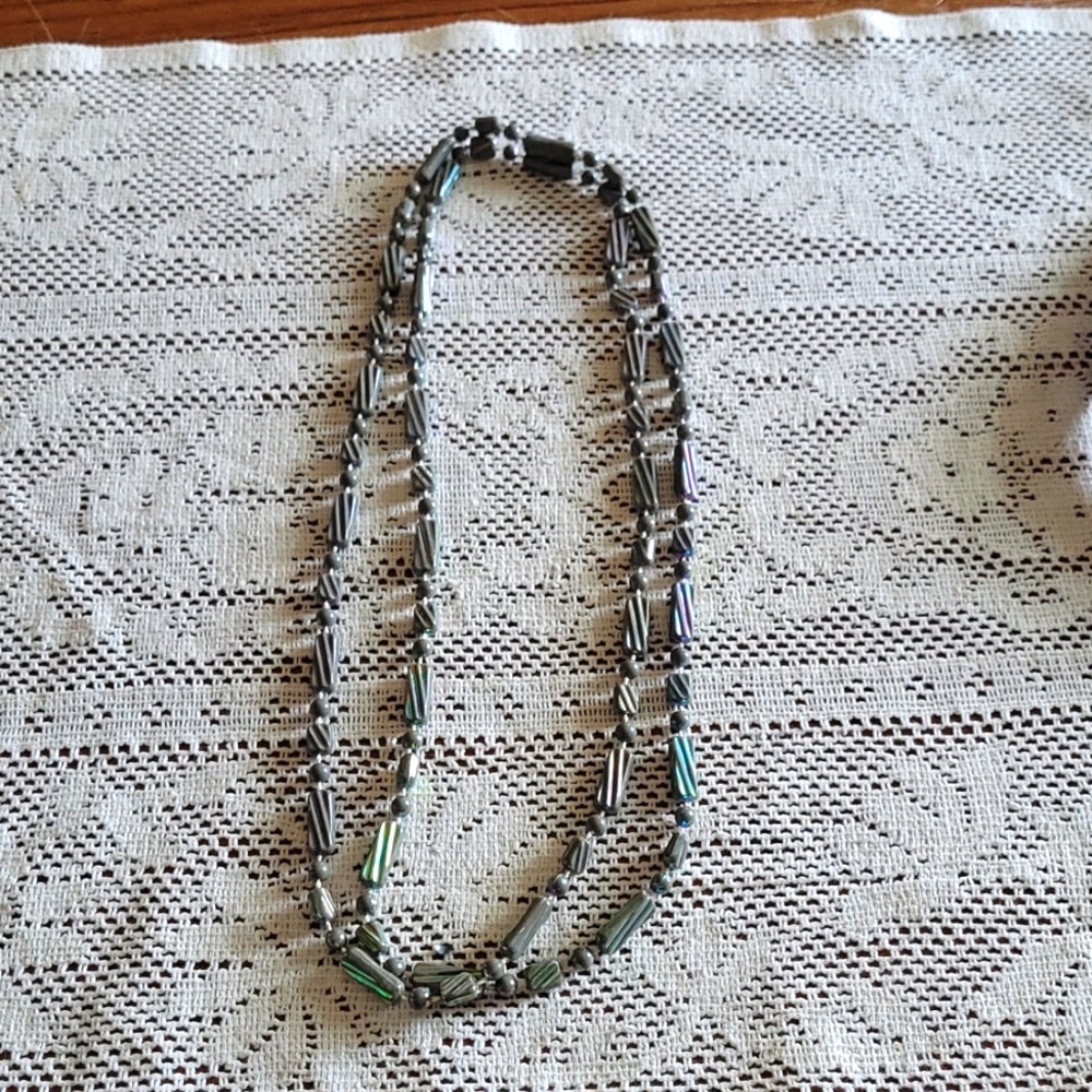 Iridescent beaded necklace